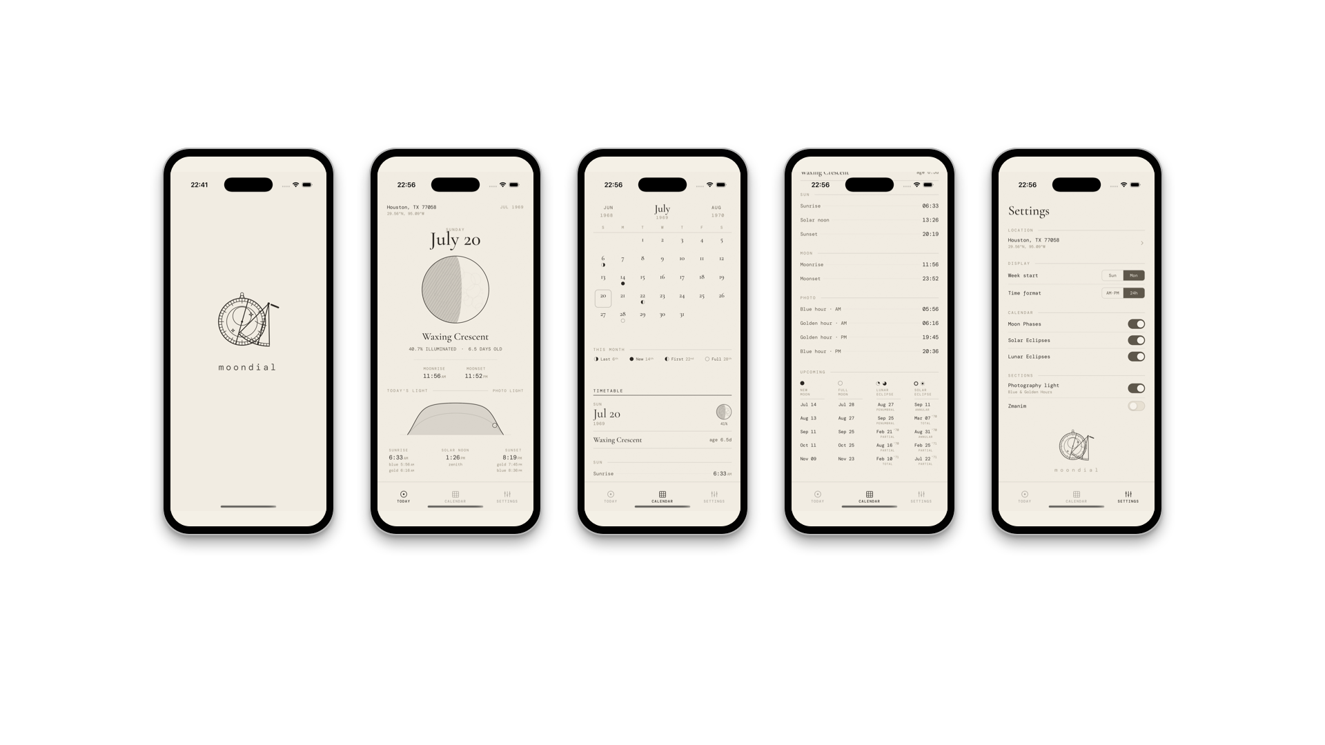 moondial app screenshots