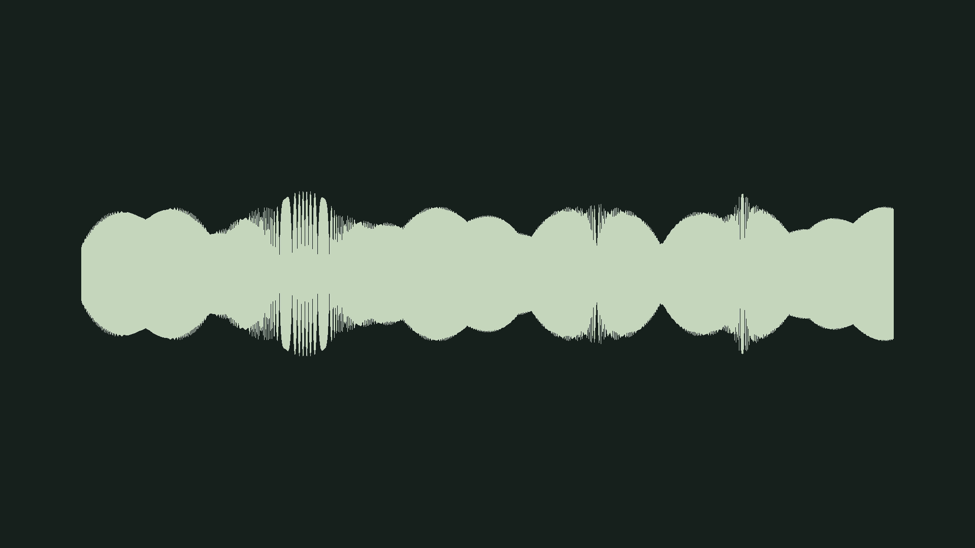 Pale field-recording waveform on a deep green background